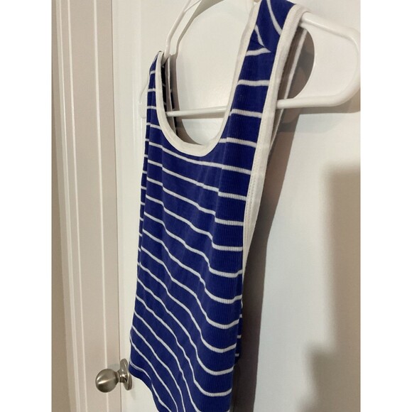 NWT Lulus Women’s Blue Stripe Crop Top‎ Cross Back Large 0186 Juniors - Picture 3 of 9